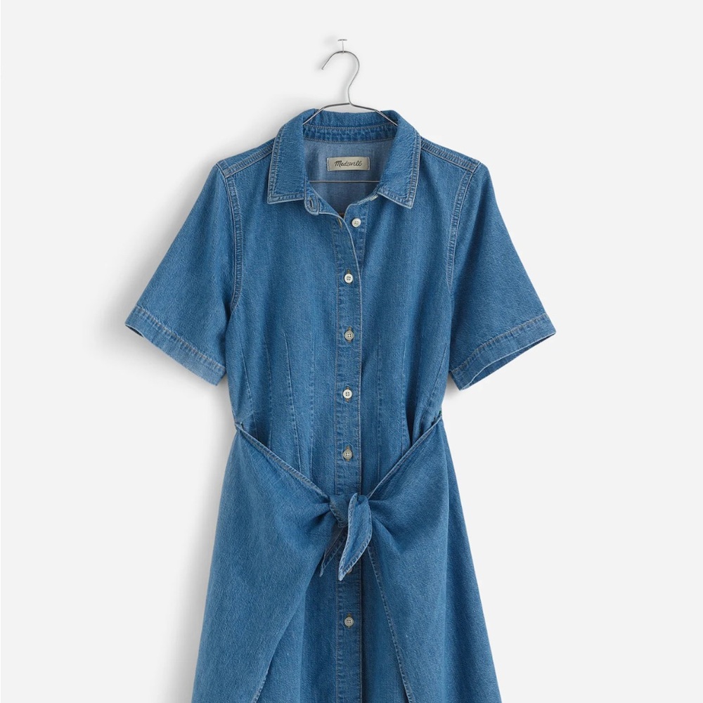 Madewell Denim Overlay Mini Shirtdress in Caulk Wash